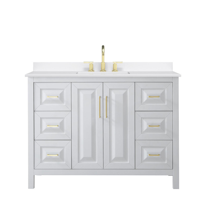 Daria 48'' W Vanity, White, Brushed Gold, Giotto Quartz