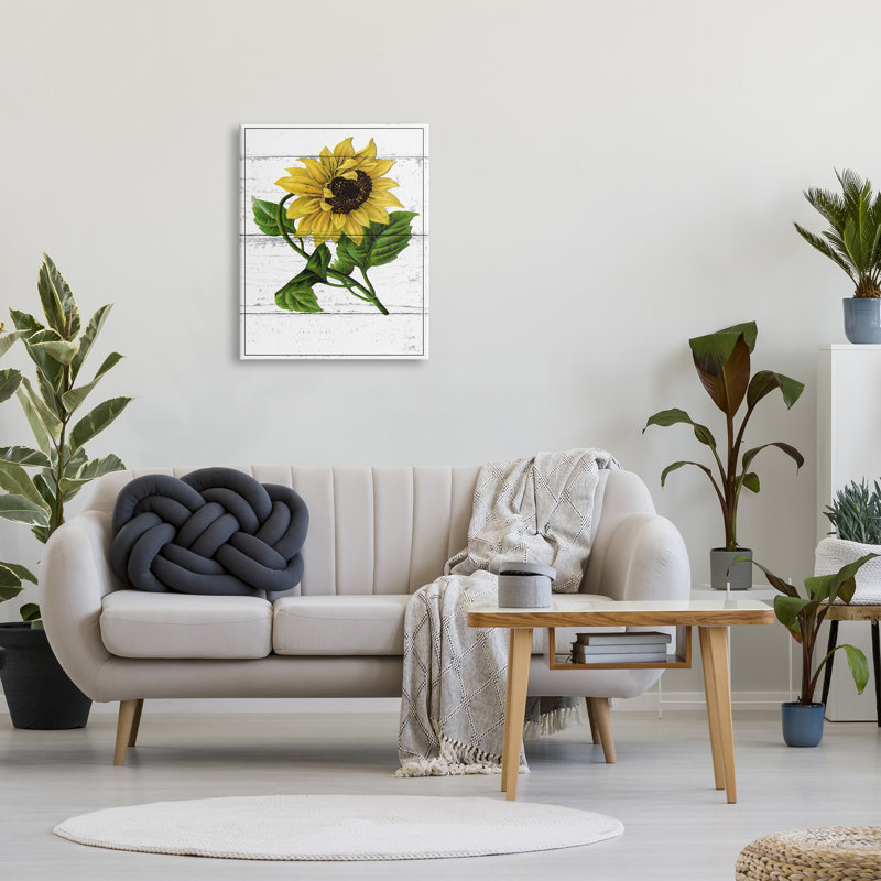 «Rustic Sunflower Blossom cmw-113», art mural personnalisé, Toile tendue, H 30 po x l 24 po, Oui