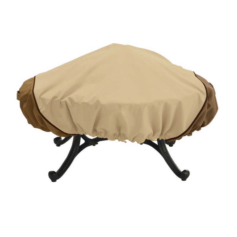 44-Inch Beige and Brown Polyester Fire Pit Cover