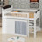 Modern Loft Bed with Storage Cabinet, Wardrobe and LED-765760055