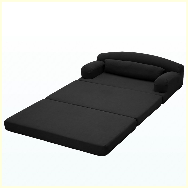 Causeuse convertible 2 places en velours côtelé Canapé-lit futon convertible (noir), L 57,09 po, Velours côtelé noir