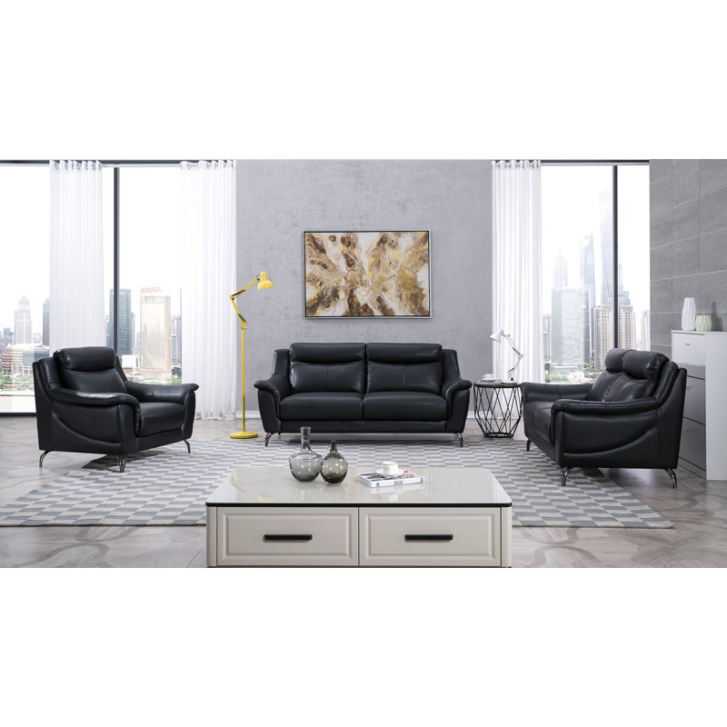 Fauteuil en cuir fleur G 42 po Groveson, Cuir véritable noir tapissier