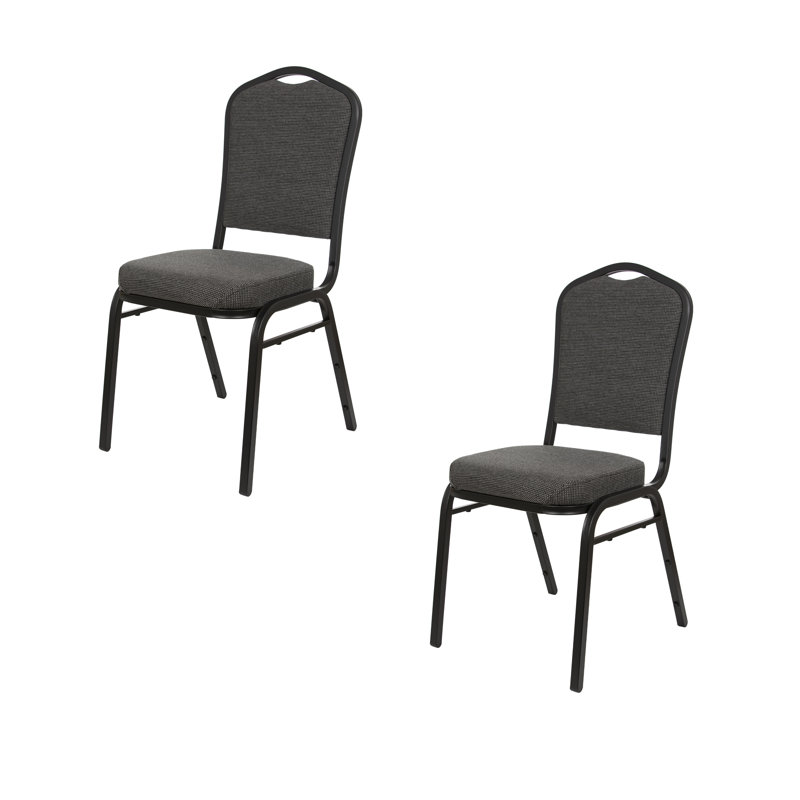 Lila Fabric Stack Chair (2 Pack), Graystone, Black