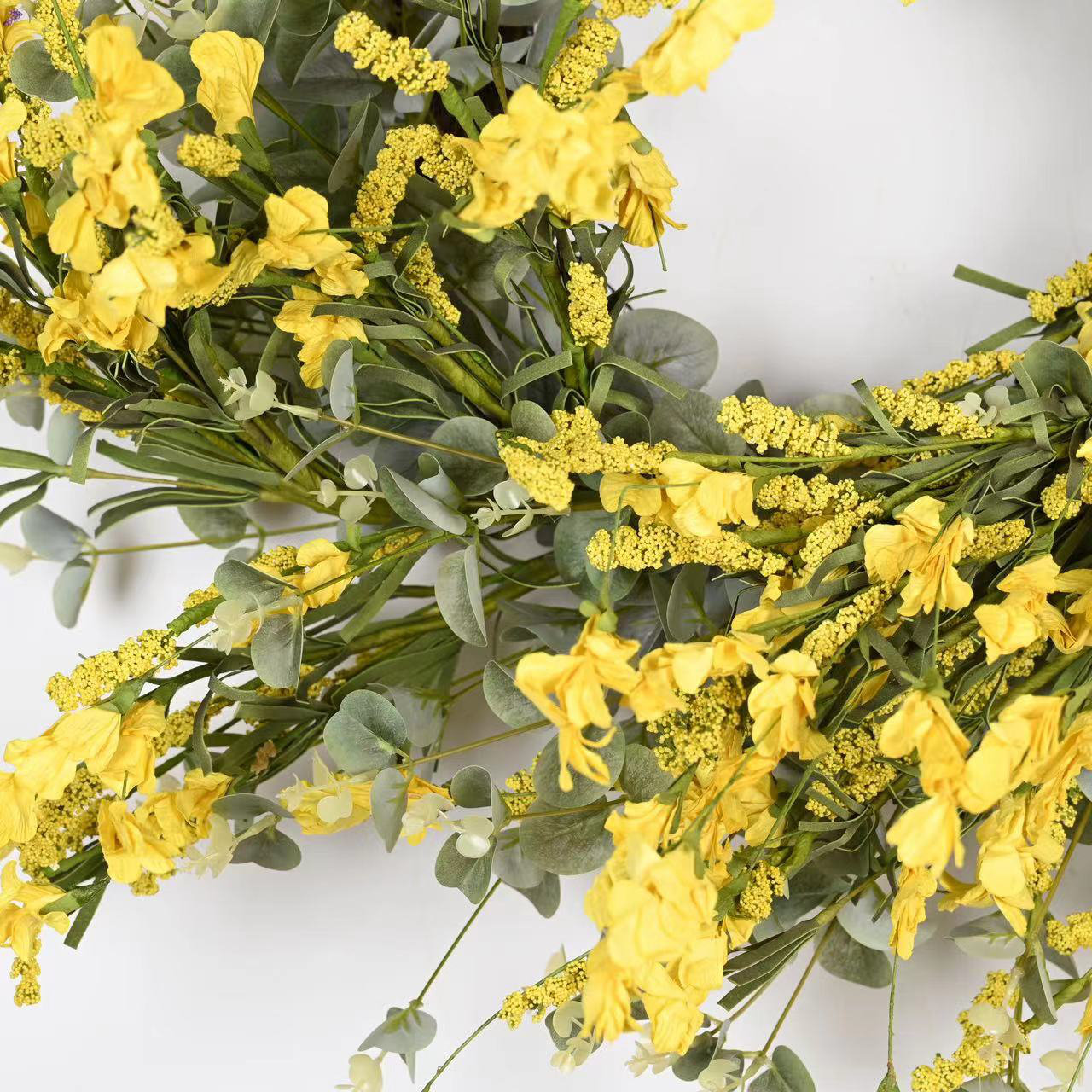 26" Handcrafted Foliage Berry No Holiday Wreath, Yellow