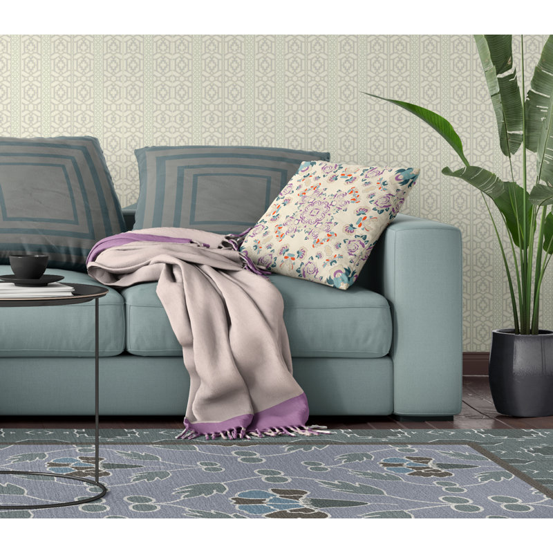 Housse et insert de coussin carré rose, 26" x 26", Blanc/mauve