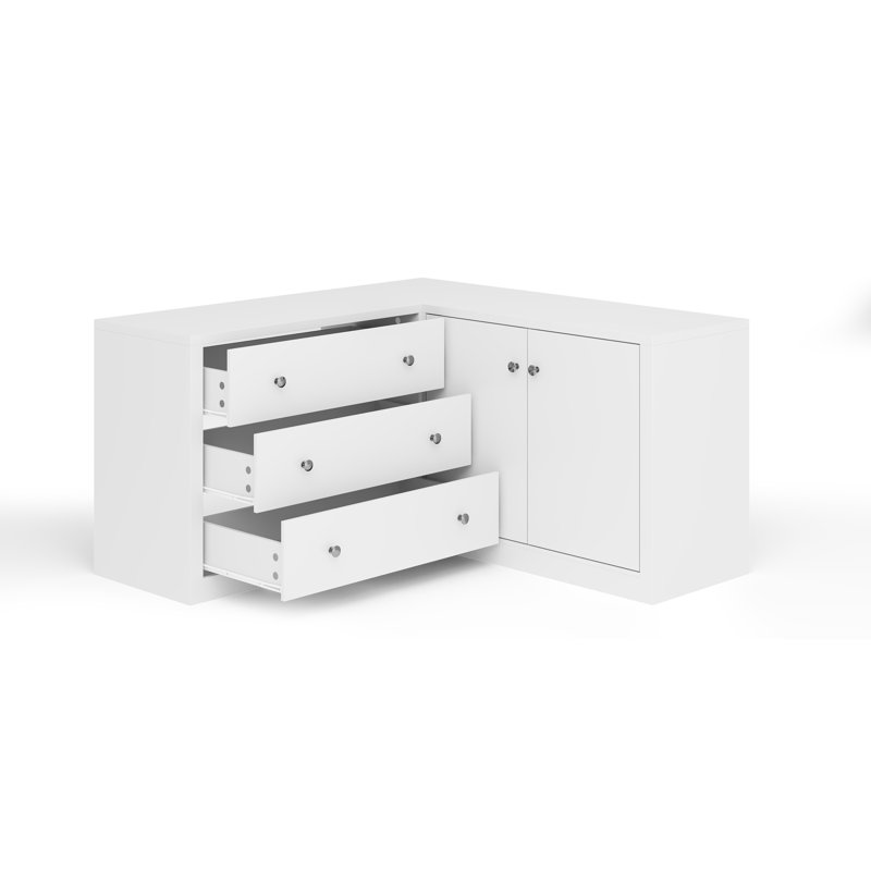 Armoire de rangement en L 47,2 po avec 3 tiroirs et 2 portes