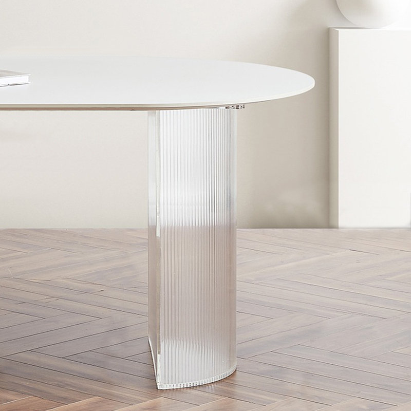 Ensemble de table de salle à manger en pierre frittée blanche, H 29,53 po x L 55,12 po x l 31,5 po