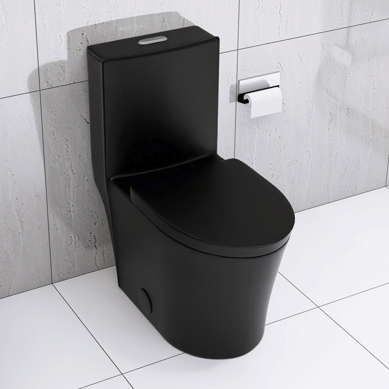 Toilette moderne noire matte, double chasse 1,1 / 1,6, option d'économie d'eau pour la longévité, Noir mat