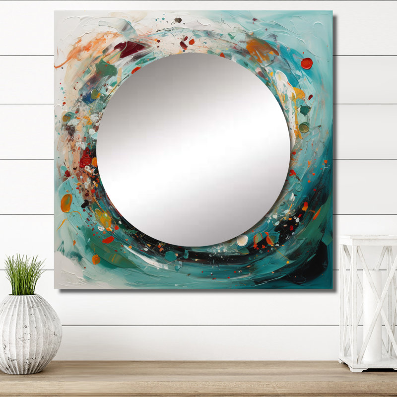 Spirale de mariage de l'ambre électrique II - miroir carré abstrait en spirale pour décoration murale, 36 po x 36 po