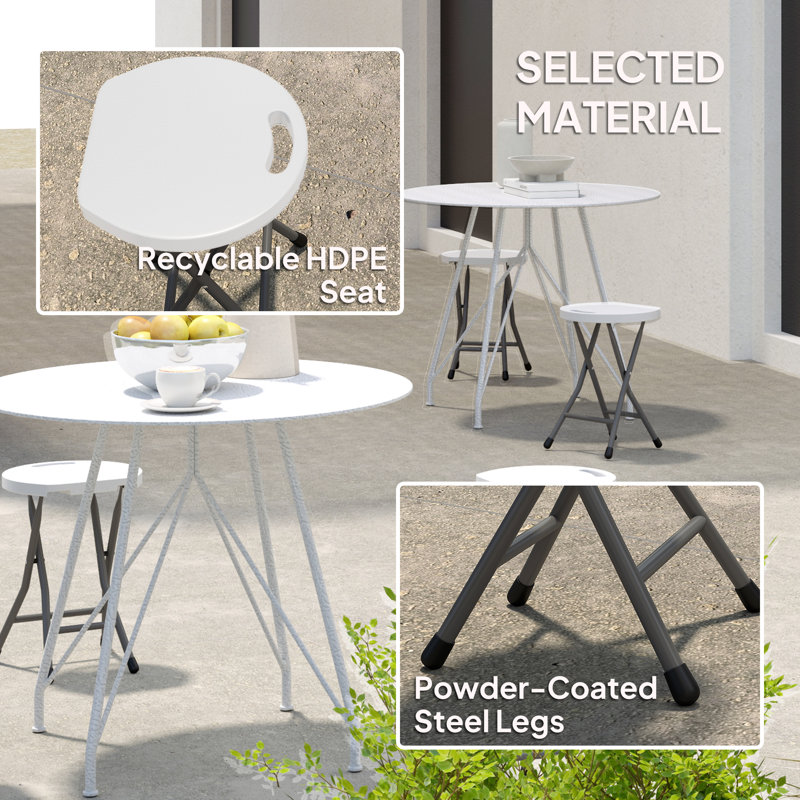 Steel Accent Stool, White