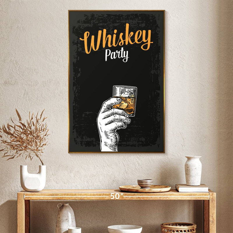 Whisky Party, Cadre flottant doré, 27" x 40"