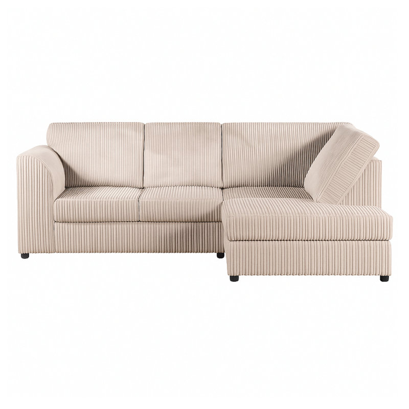 Jumbo Cord Hand Facing Corner Sofa With Footstool, Right Hand Facing, Cream