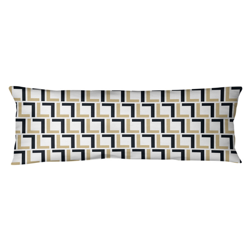 Polyester Medium Pillow, White/Old Gold/Black, Microfiber