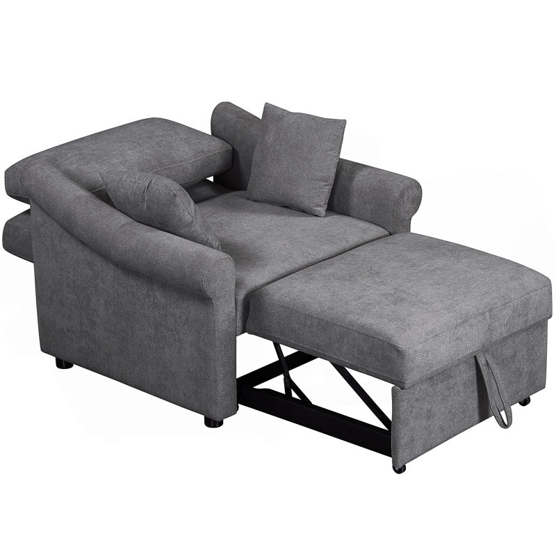 Convertible Sleeper Chair With Adjustable Backrest, 3 IN 1 Lounger Chair Turns Into Bed
