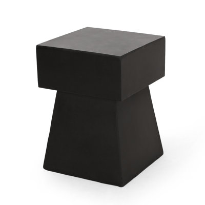 Modern Side Table With Lightweight Concrete, Black Magnesium Oxide, No Assembly, Pedestal Shape - 13.89In Wide X 18.8In Tall Table, Concrete Construction, Style, Assembly