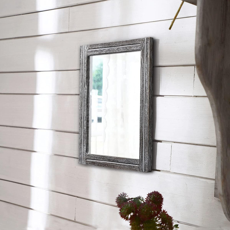 Miroir avec miroirs rustiques à cadre en bois pour mur Rectangle décoratif pour chambre à coucher, salle de bain, salon, entrée, ferme