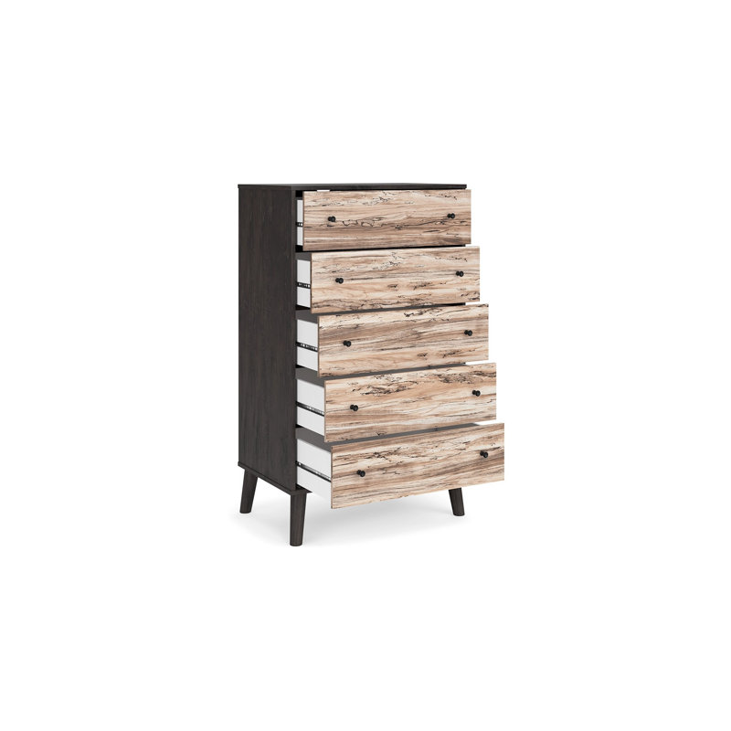 Piperton Two-Tone 5-Drawer Chest with Charcoal and Sugarberry Finish