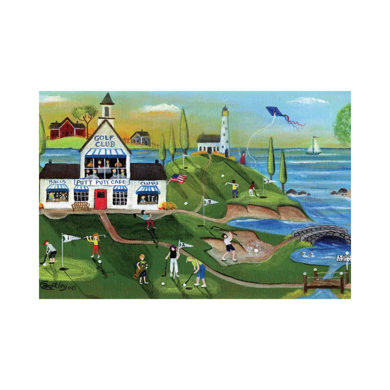 Golf Club Folk Art 1 Piece Wall Art on Canvas, 66.04 cm H x 45.72 cm W x 1.91 cm D, Wrapped Canvas