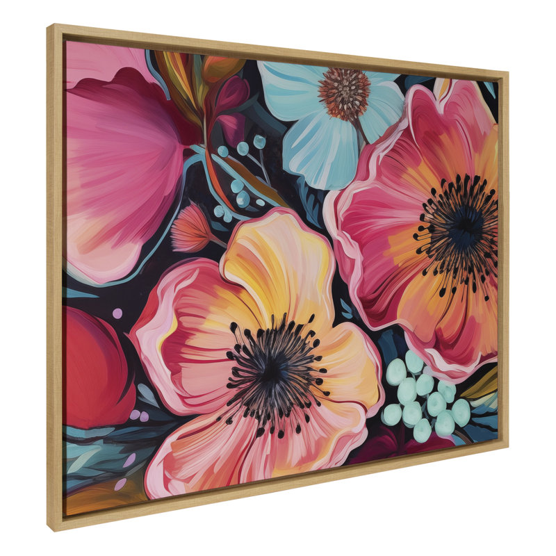 Preppy Boho Aesthetic Colorful Floral Group by The Creative Bunch Studio Framed Canvas Wall Art Print