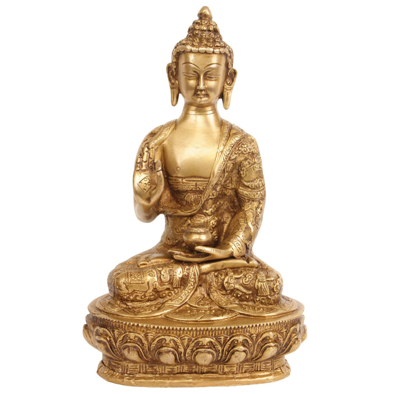 Bouddha 10 po dans le Vitarka Mudra (robes décorées avec les scènes de sa vie) en laiton | Fait à la main