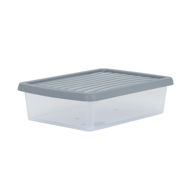 Wham 8L Box & Lid Pack of 3 Clear/Cool Grey