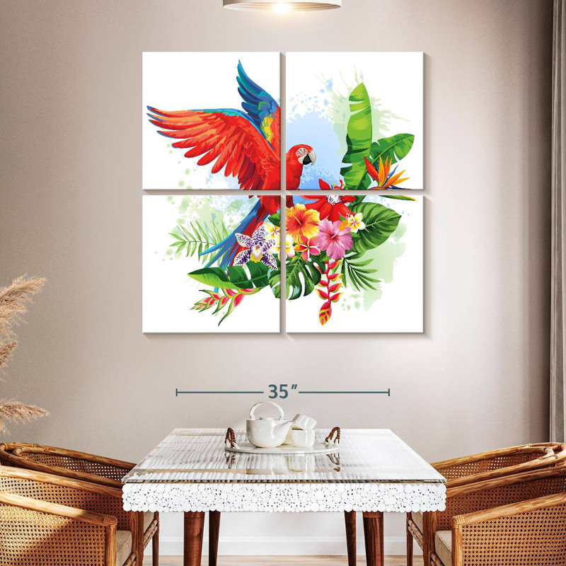 Perroquet floral Brampt, H 45 po x l 45 po