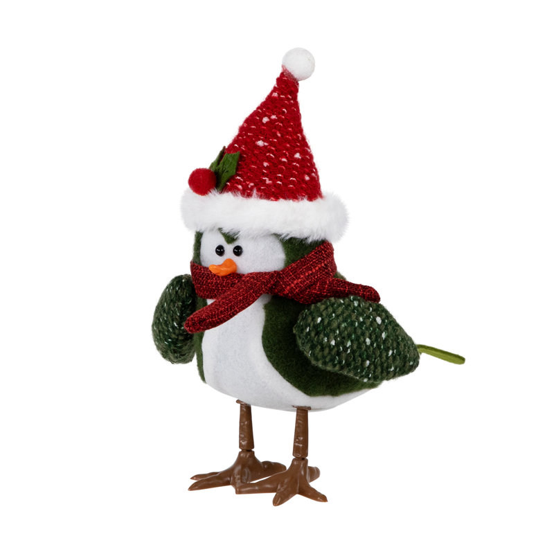 Figurine d'oiseau de Noël debout à DEL - 9 po - lumière blanche chaude