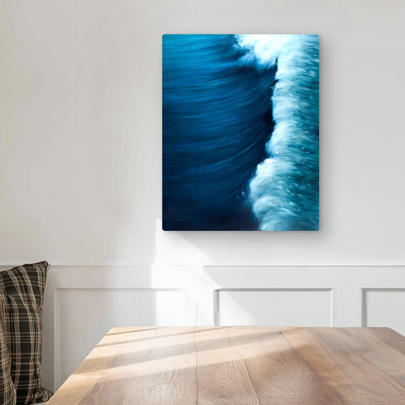 Wave - Blue Contemporary Metal Print for Home Decor