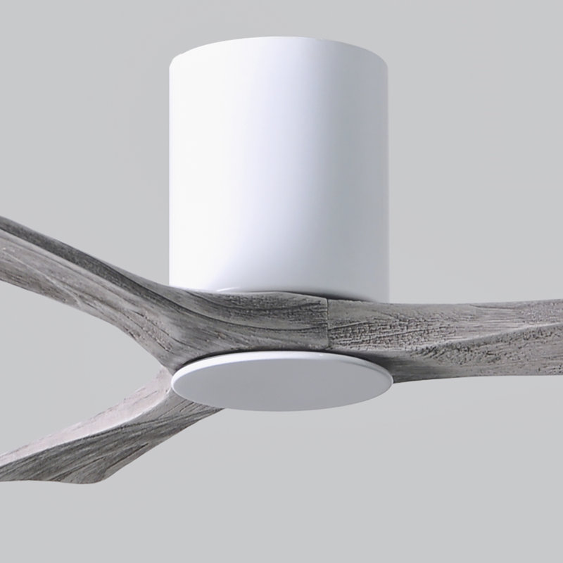 Irene LED Ceiling Fan, Gloss White, Barn Wood Tone, 52"