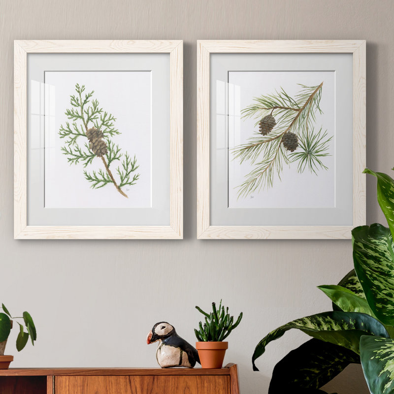 Winter Botanical III - ensemble de 2 reproductions d'art, H 24 po x l 36 po x P 1,5 po, Papier encadré blanc, Blanc