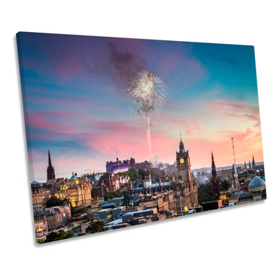 Edinburgh Fireworks City - Wrapped Canvas Print