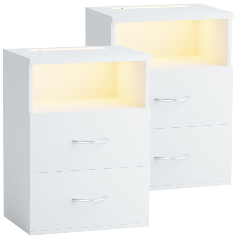Rexhie 39cm W MDF/particle Board Bedside Table, White