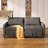 Pull-Out Sleeper Sofa with Reversible Separate Ottoman, Convertible Upholstered Sofa Bed with Adjustable Backrest, Space-Saving L-Shaped Couch for Apartment & Office