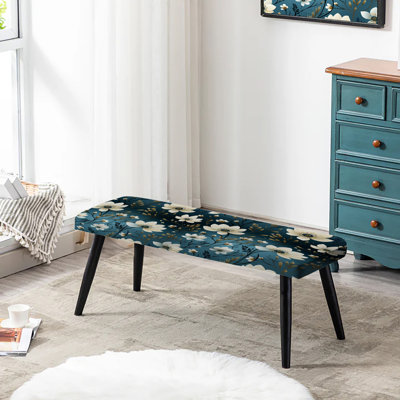 Banc rembourré ivoire ivoire à motif floral II
