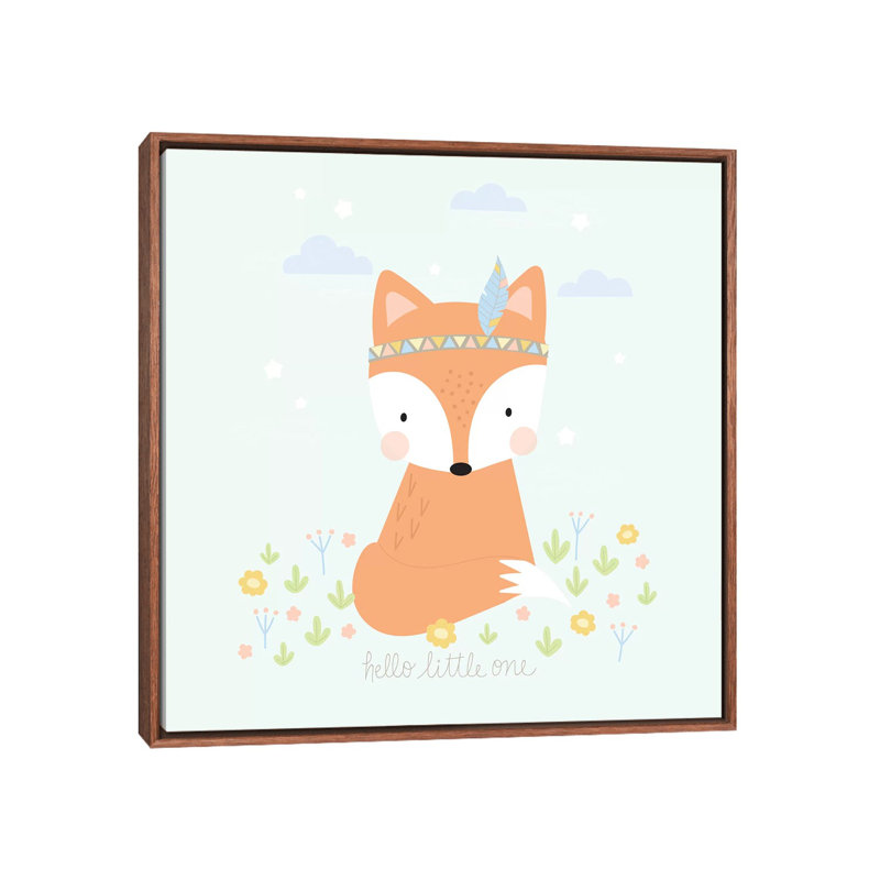 «Boho Baby» par Alison Tauber - impression d'art graphique, H 26 po x l 26 po x P 1,5 po, Toile avec cadre brun, Pas de tapis