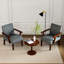 Classic Fabric Accent Arm Chair And Round Table - Grey Tone Contemporary With Solid Wood