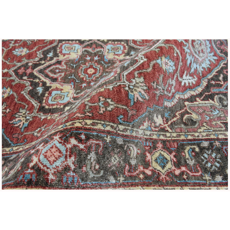 Wool Oriental Area Rug in Red/Charcoal