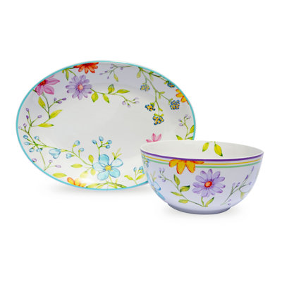 Ensemble de 2 plateaux et bols de service Charlotte