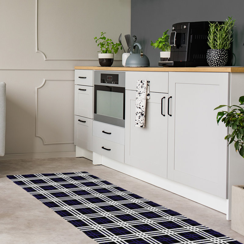 Tapis noir à carreaux, Tapis de couloir 2 pi 6 po x 8 pi