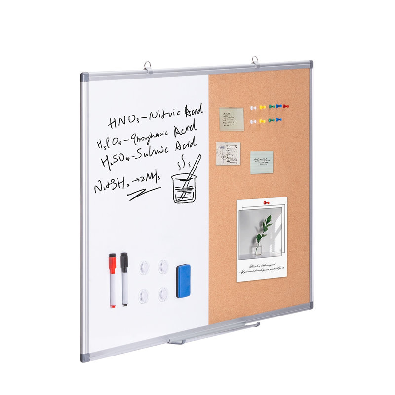 Tableau blanc magnétique 36 "x24" effaçable à sec et tableau de liège avec cadre en aluminium - Babillard mural pour bureau personnel