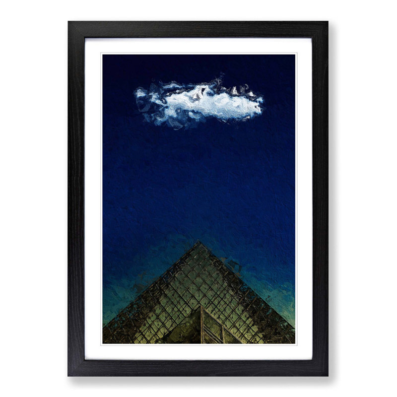 The Louvre Museum in Paris France - Picture Frame Painting Print, Black Framed, 65cm H x 48cm W x 2cm D