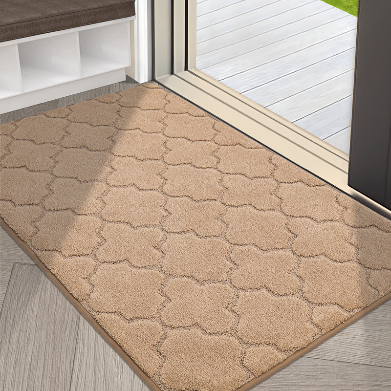 Monfield Non-Slip Geometric Doormat, Beige, 36" W x 60" L