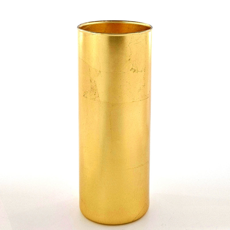 Halie Handmade Glass Table Vase, 9", Gold