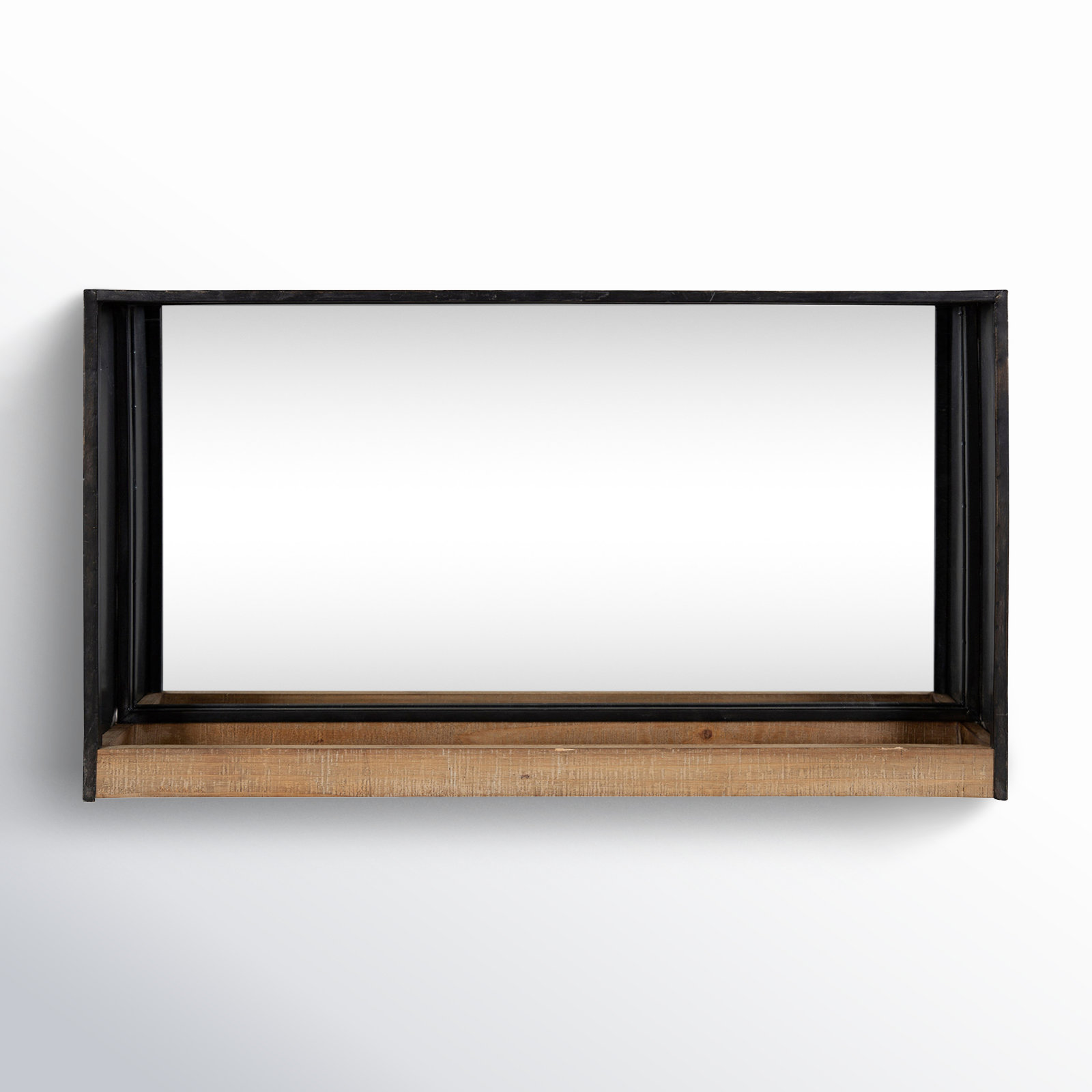 Ronnie Metal Mirror with Shelves, 16" x 28"