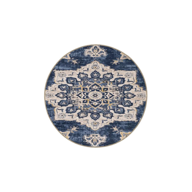 Starry Traditional Diamond Floral Woven Base Washable Carpet, Rectangle 3'4" x 6'7"
