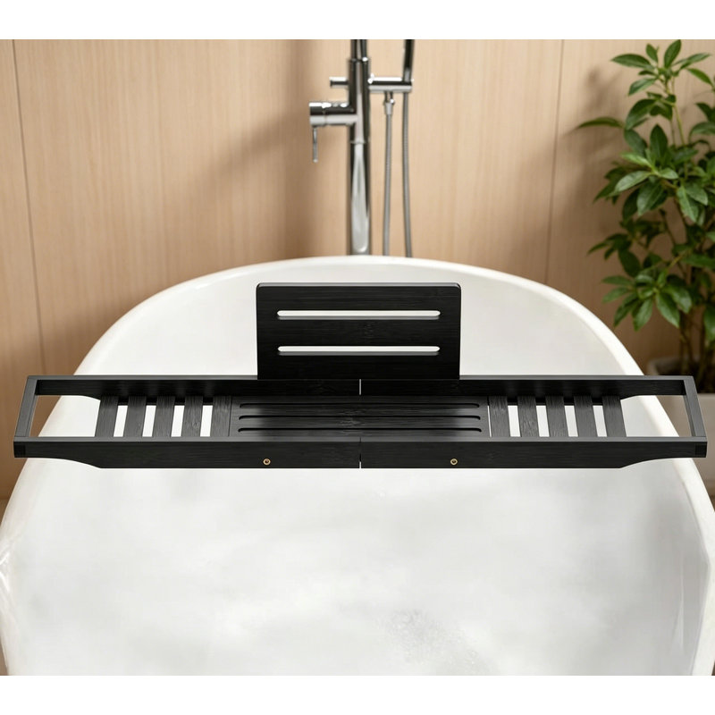 Plateau de baignoire en bambou, plateau de table de baignoire pour baignoire, Black