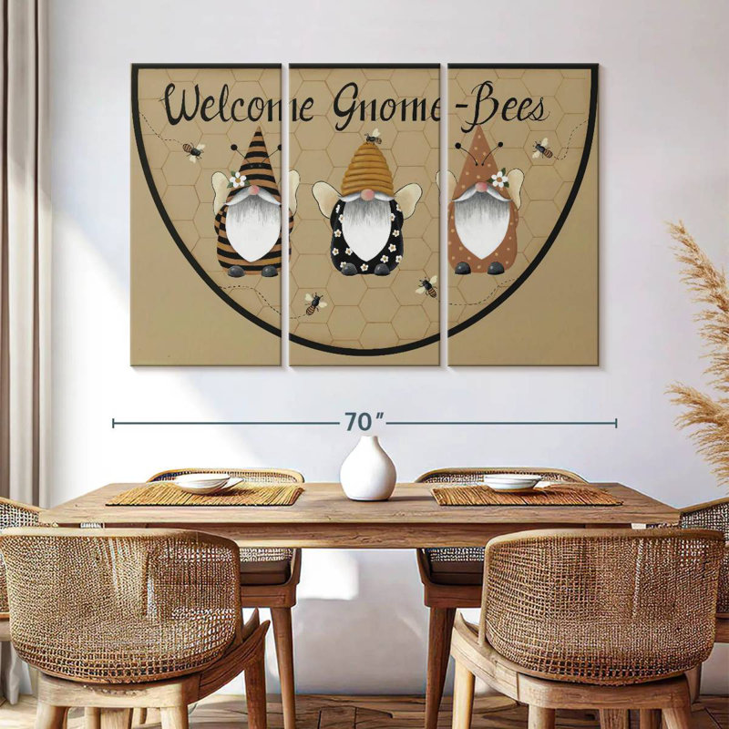 Kelan Welcome Gnome Bees, 42" H x 65" W