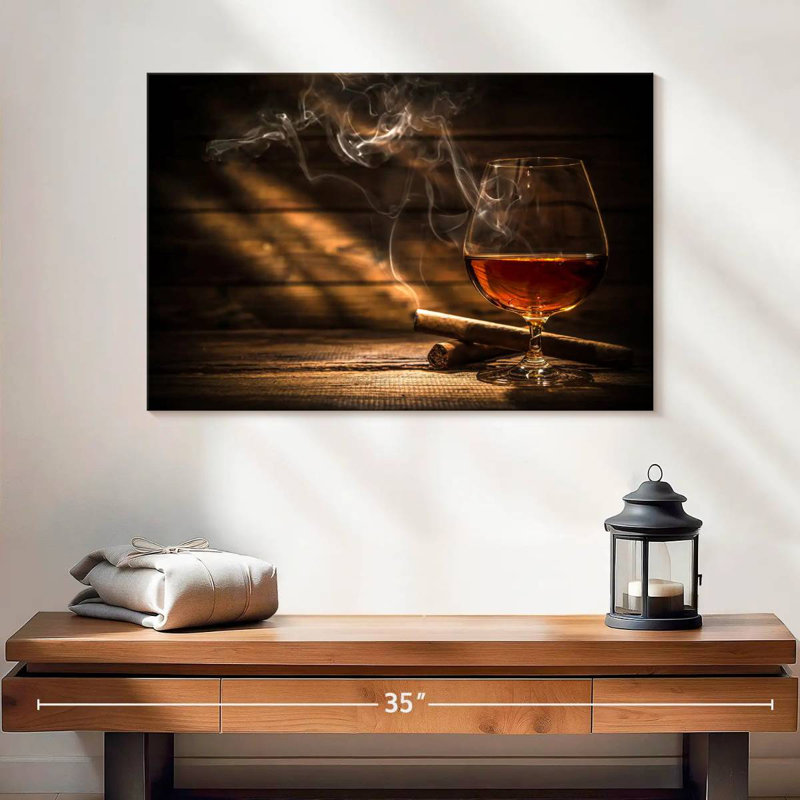 Yarlin Rustic Cigar And Whiskey, 8" H x 12" W