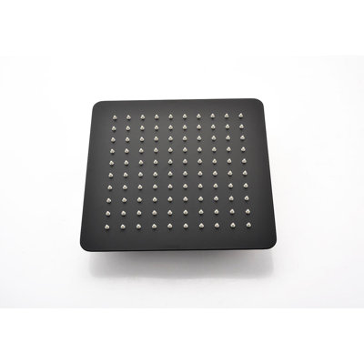 Douche de plafond - Système de pulvérisation d'eau efficace noir mat 12 po, laiton et acier inoxydable, élégant