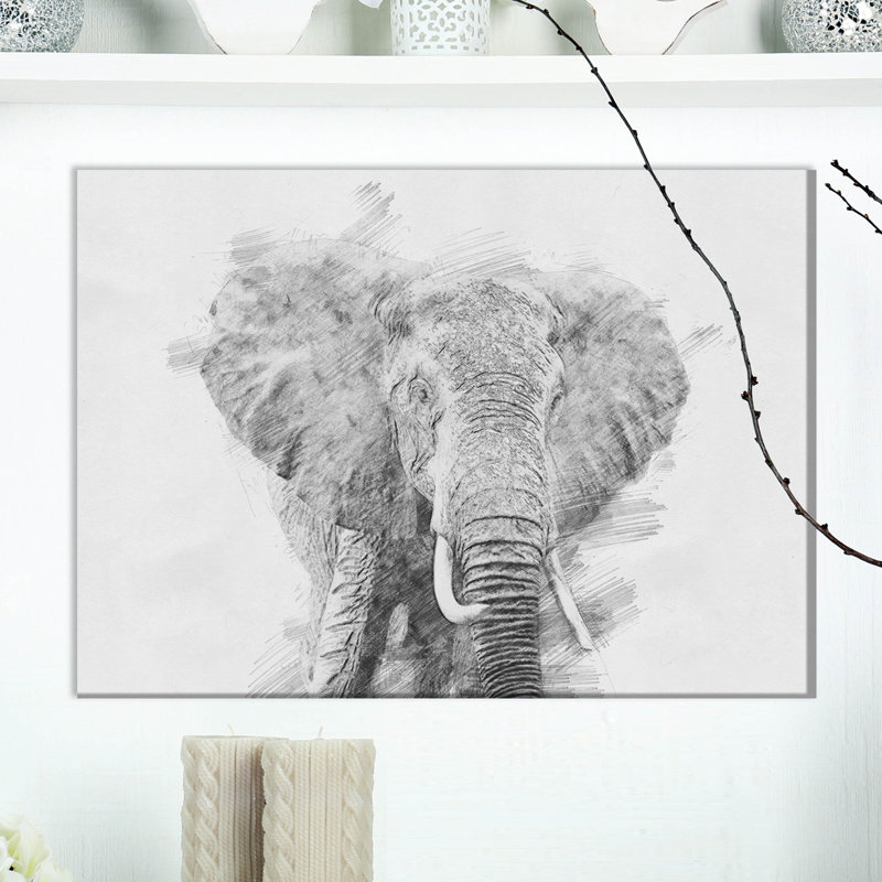 «Black and White Elephant», reproduction sur toile tendue, H 20 po x l 20 po x P 1 po